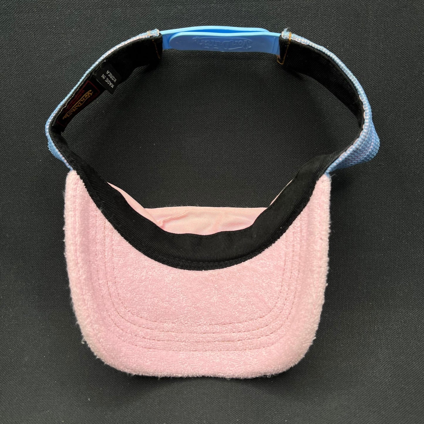Vintage Von Dutch Terry Cloth Visor Pink Blue Y2K Strapback Hat Cap