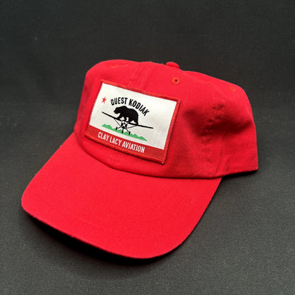 Quest Kodiak Clay Lacy Aviation Strapback Hat Red Bear Aircraft Pilot Cap