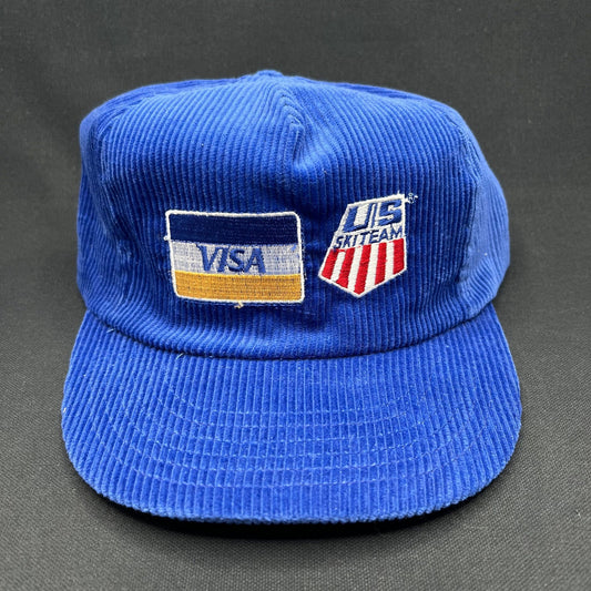 Vintage USA Ski Team VISA Corduroy Snapback Hat Made in USA