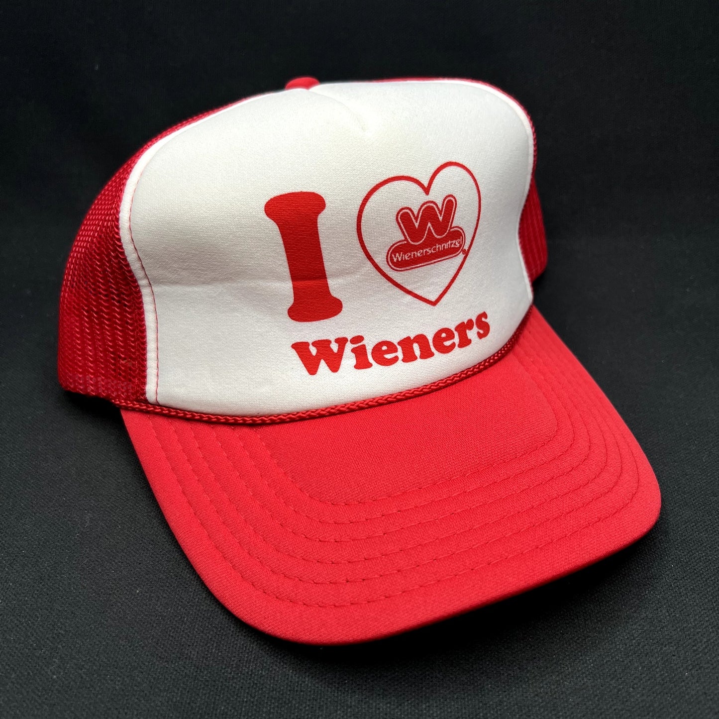 Wienerschnitzel I Heart Wieners Trucker Snapback Hat Red White