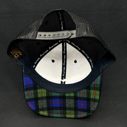 William Murray Golf Script Logo Snapback Trucker Hat Plaid Undervisor