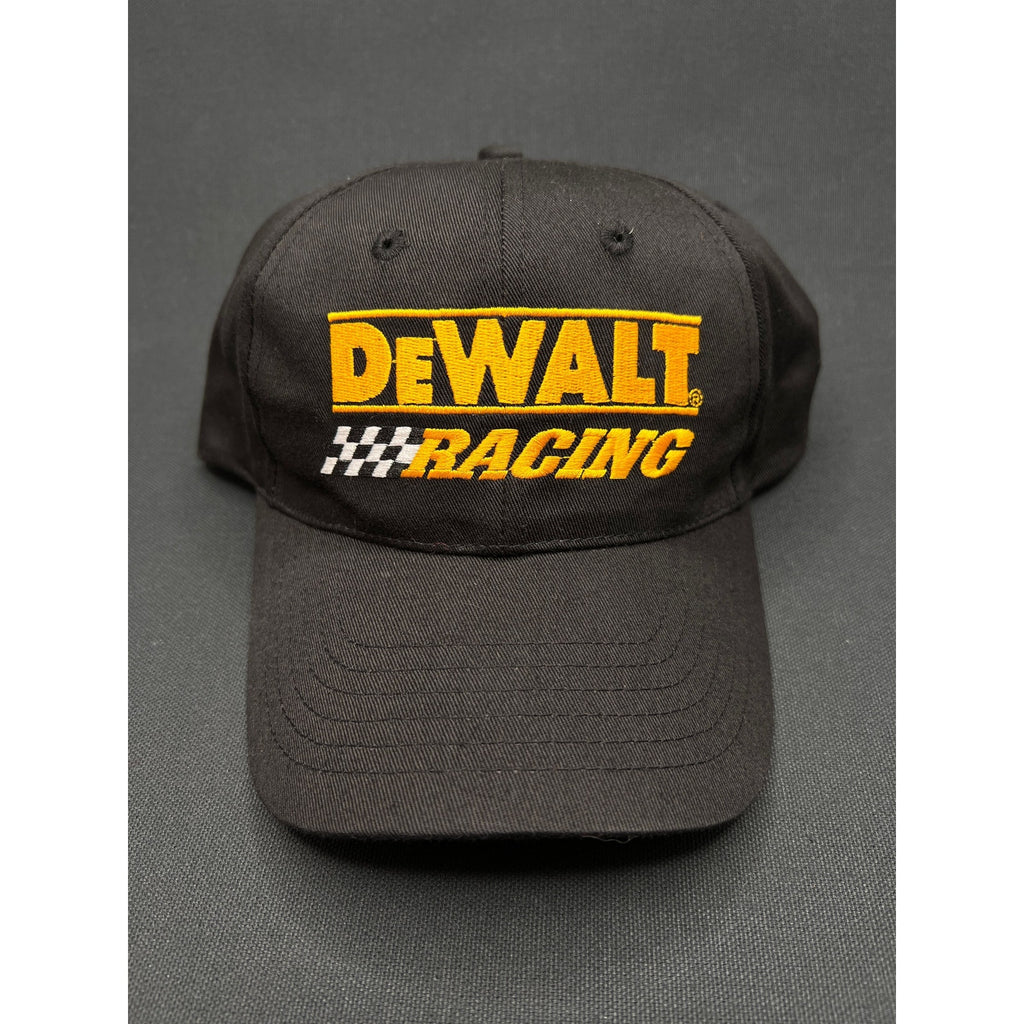 DeWALT Racing Hat Black Cotton Strapback Checkered Logo NASCAR Era