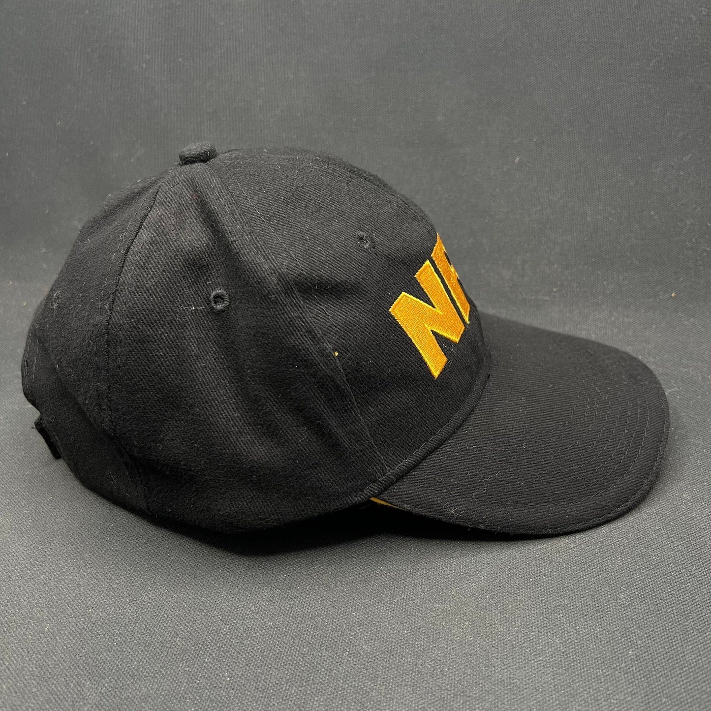 NRA Strapback Hat Black Yellow Embroidered Logo Cap Vintage Style