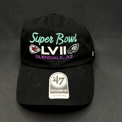 Super Bowl LVII Chiefs vs Eagles Glendale AZ ’47 Clean Up Strapback Hat NWT