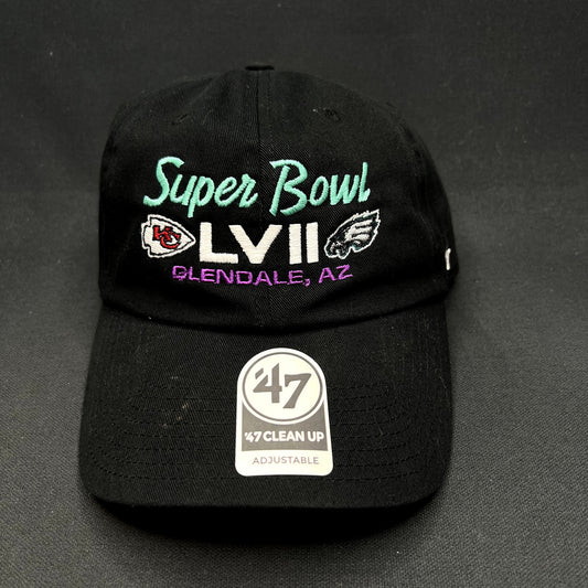 Super Bowl LVII Chiefs vs Eagles Glendale AZ ’47 Clean Up Strapback Hat NWT