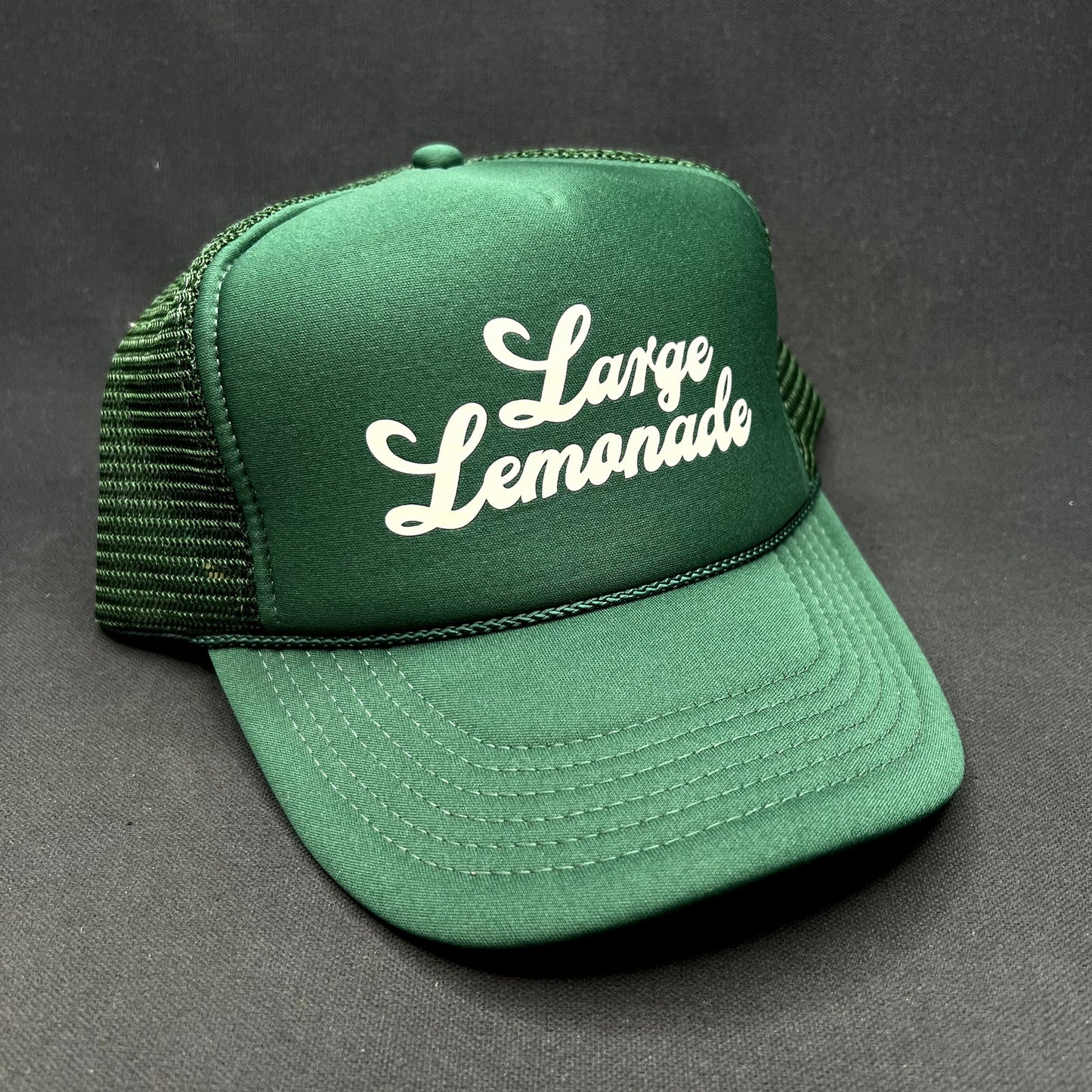 Vintage Large Lemonade Mesh Trucker Snapback Hat Green Nissun Cap USA