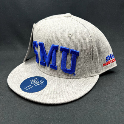 SMU Mustangs Fitted Hat 7 3/4 Gray Blue W Republic NCAA Cap NWT