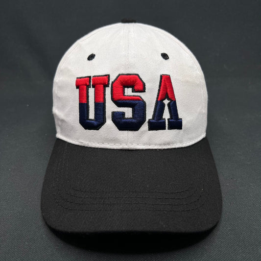 Vintage USA Embroidered Strapback Hat Red White Blue