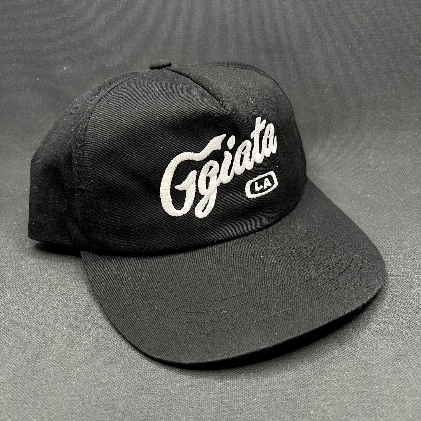 Ggiata LA Snapback Hat Black Script Logo Yupoong Cap