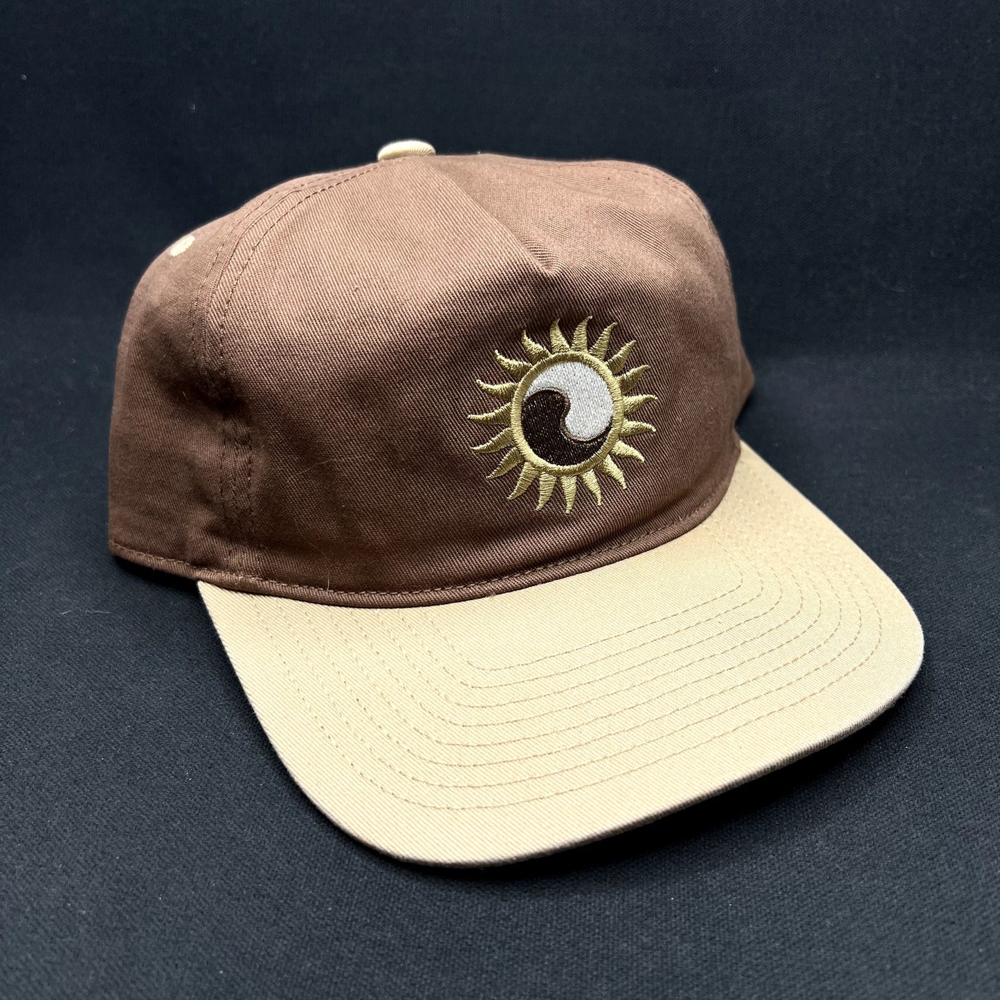 Katin Sunfire Yin Yang Sun Snapback Hat Brown Tan Cotton Surf Skate Cap