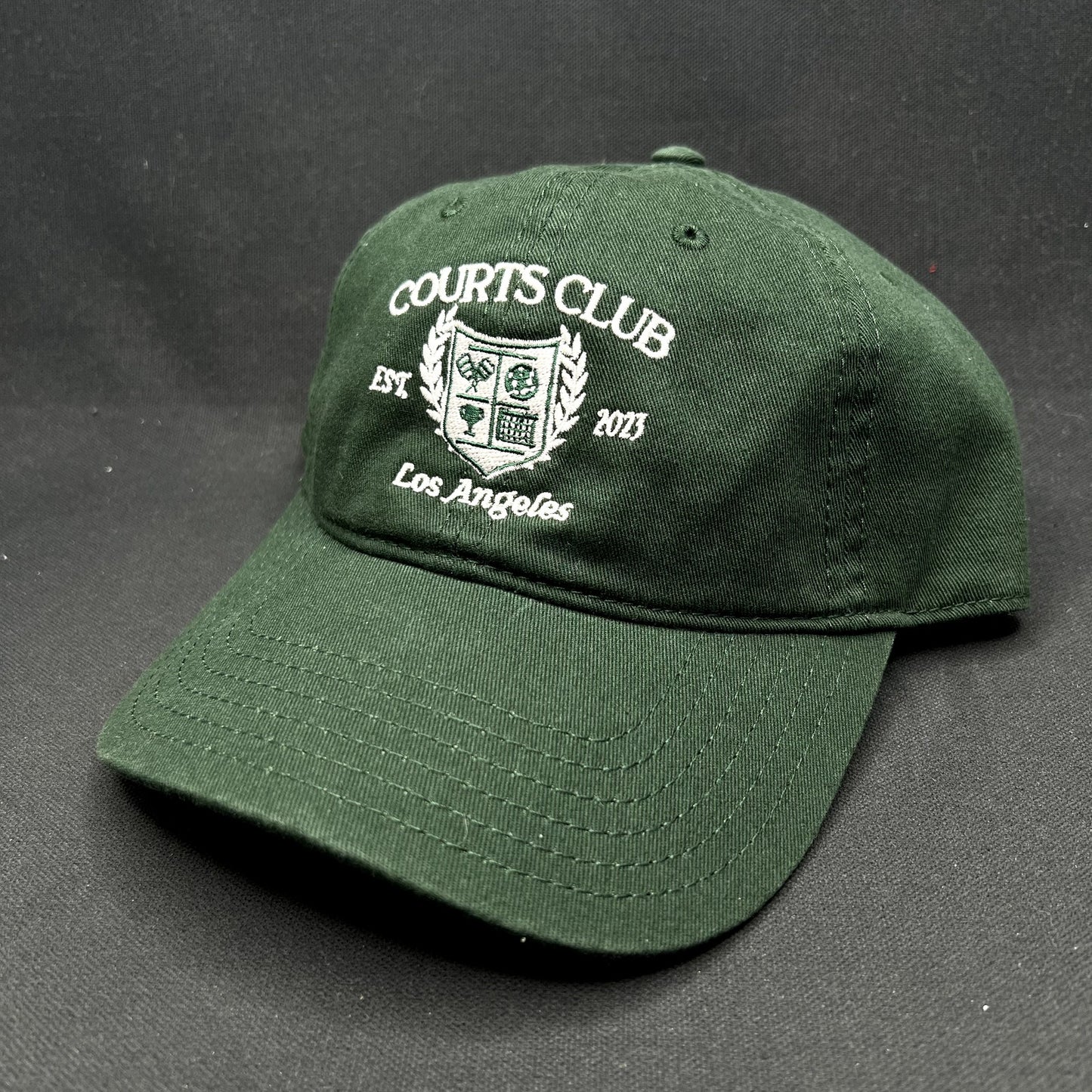 Courts Club Los Angeles Strapback Hat Green Tennis Club Crest USA Made