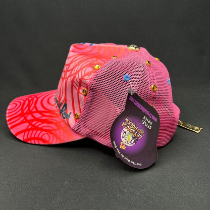 Crystal Rock Christian Audigier Pink Rhinestone Trucker Snapback Hat