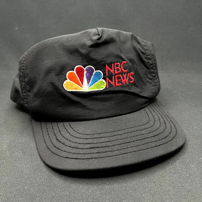 Vintage 90s NBC News Snapback Hat Made in USA C&R Sportswear Black Cap