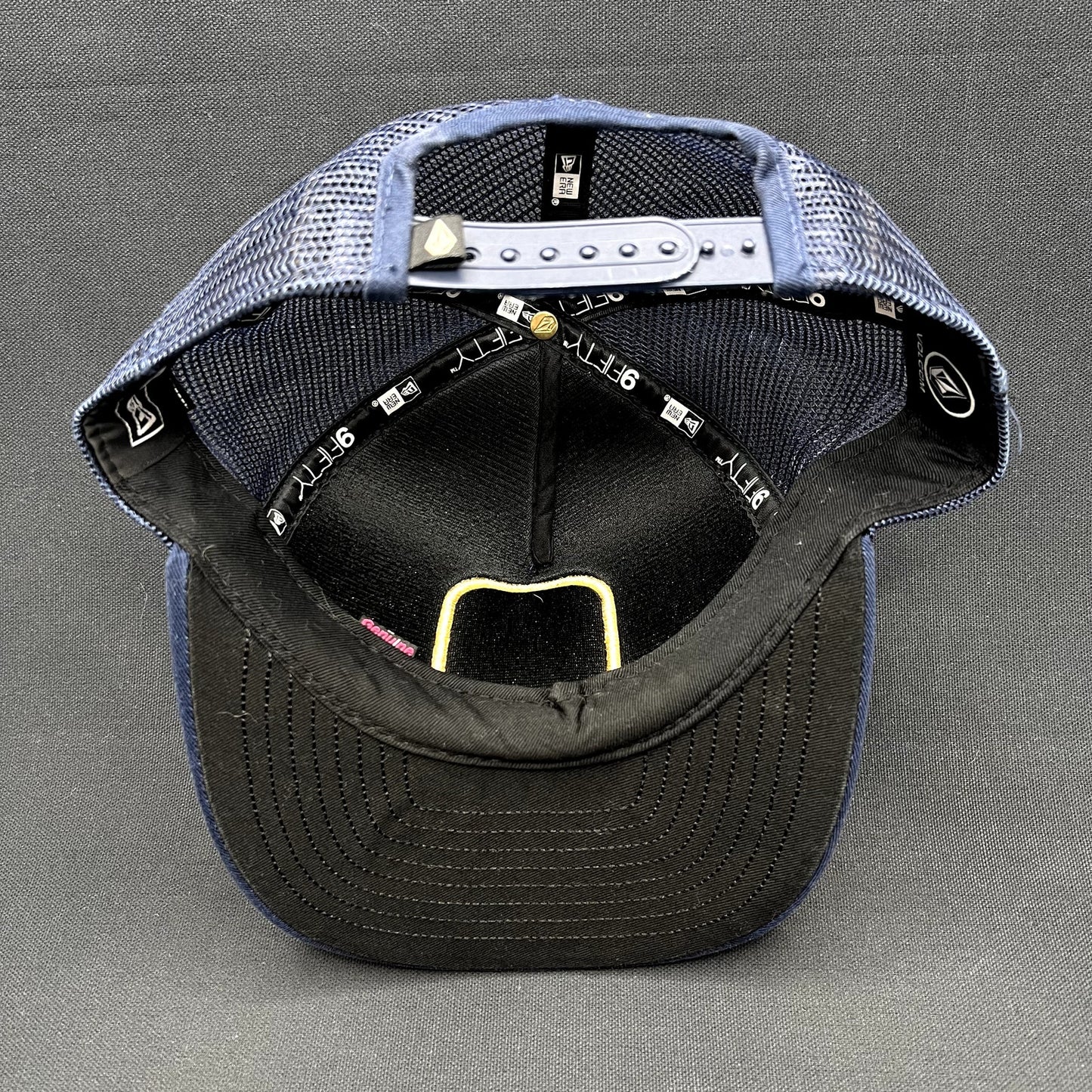 Volcom New Era 9FIFTY Trucker Snapback Hat USA Stone Navy