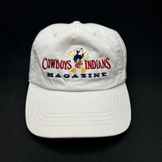 Vintage Cowboys & Indians Magazine Aspen Colorado Cobra Strapback Hat White