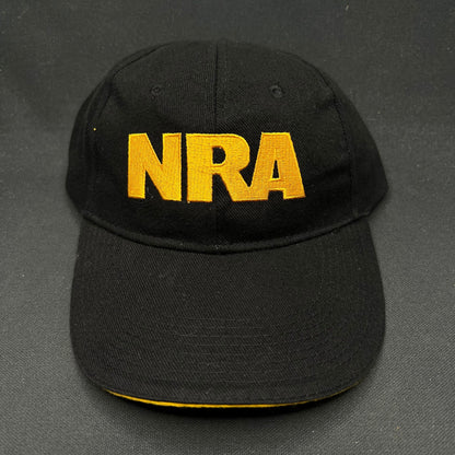 NRA Strapback Hat Black Yellow Embroidered Logo Cap Vintage Style