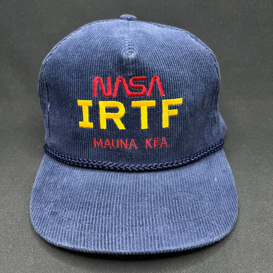 Vintage NASA IRTF Mauna Kea Corduroy Snapback Hat 80s Rope Cap