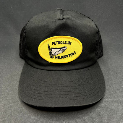 Vintage Petroleum Helicopters Snapback Trucker Hat Black Mesh Oilfield Aviation