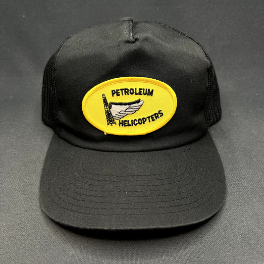 Vintage Petroleum Helicopters Snapback Trucker Hat Black Mesh Oilfield Aviation