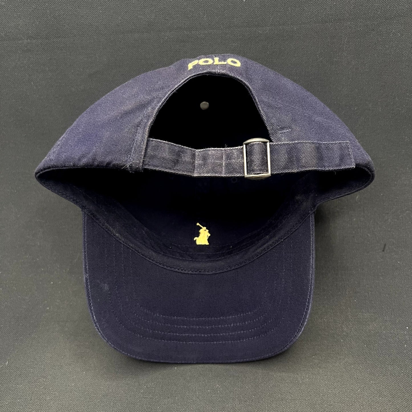 Polo Ralph Lauren Navy Cotton Chino Strapback Hat Yellow Pony Adjustable Cap