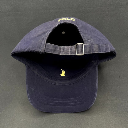 Polo Ralph Lauren Navy Cotton Chino Strapback Hat Yellow Pony Adjustable Cap