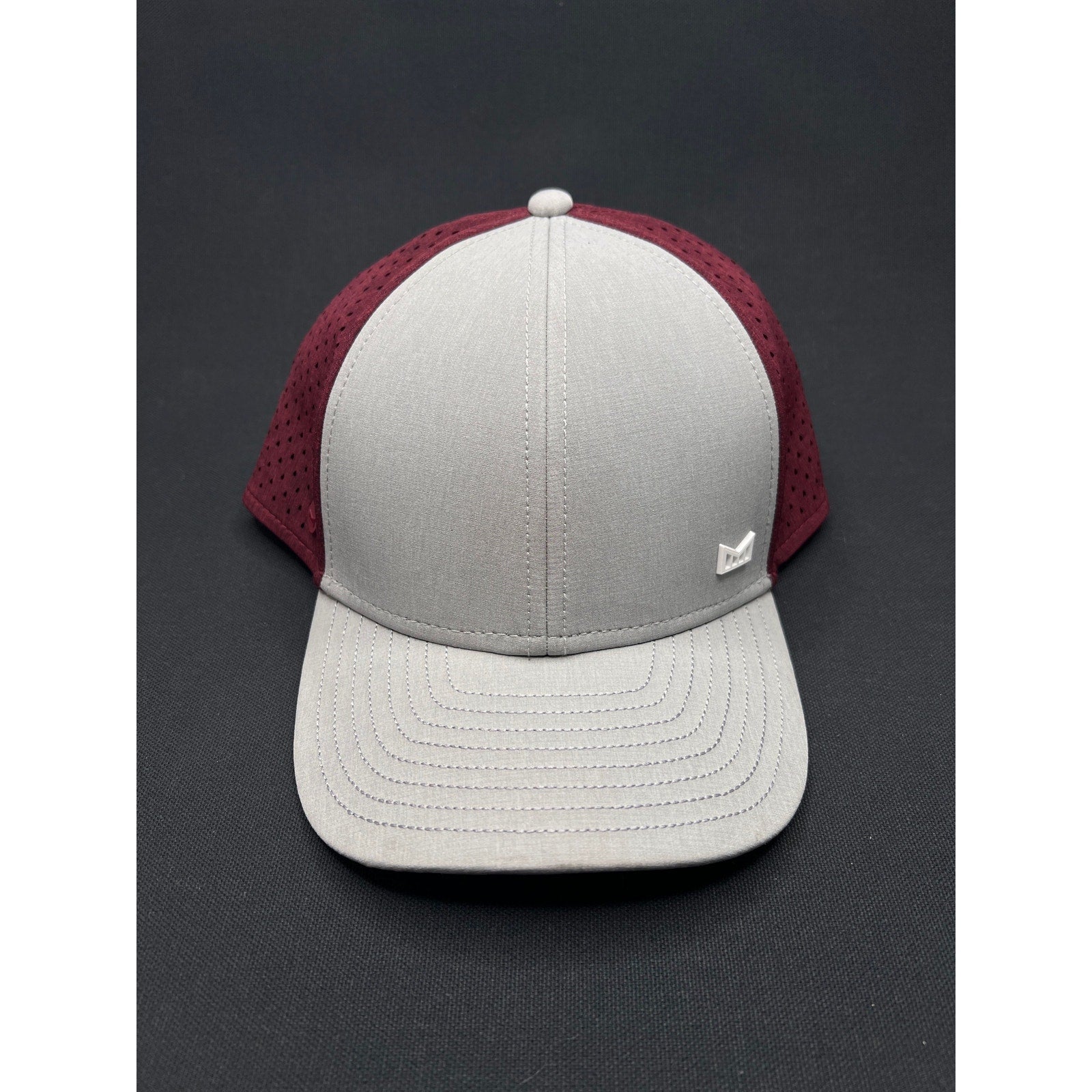 Melin A-Game Hydro Performance Hat – Grey & Maroon Water-Resistant Snapback (Designed in California)