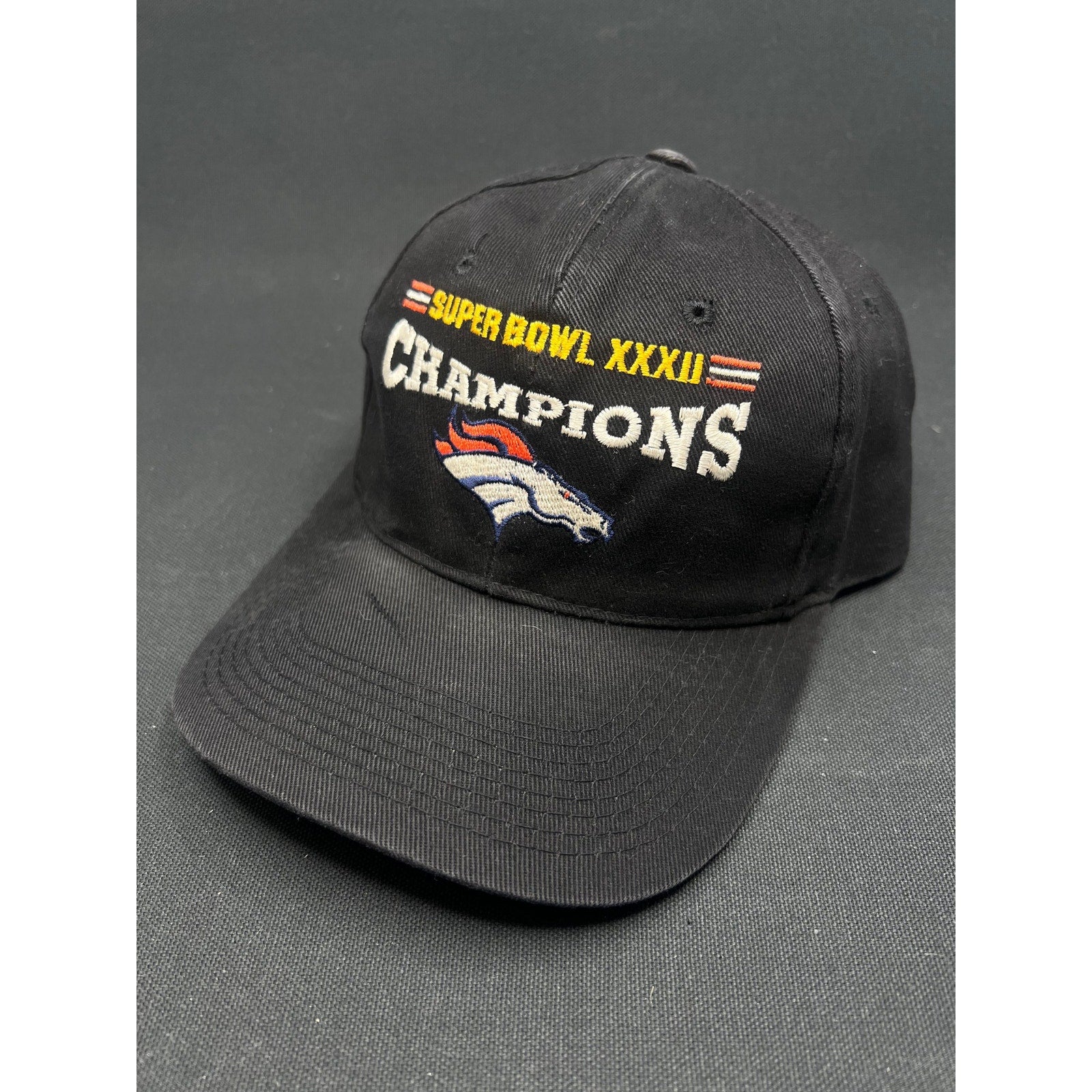 Vintage 1998 Denver Broncos Super Bowl XXXII Champions Hat – Headmaster Black Strapback