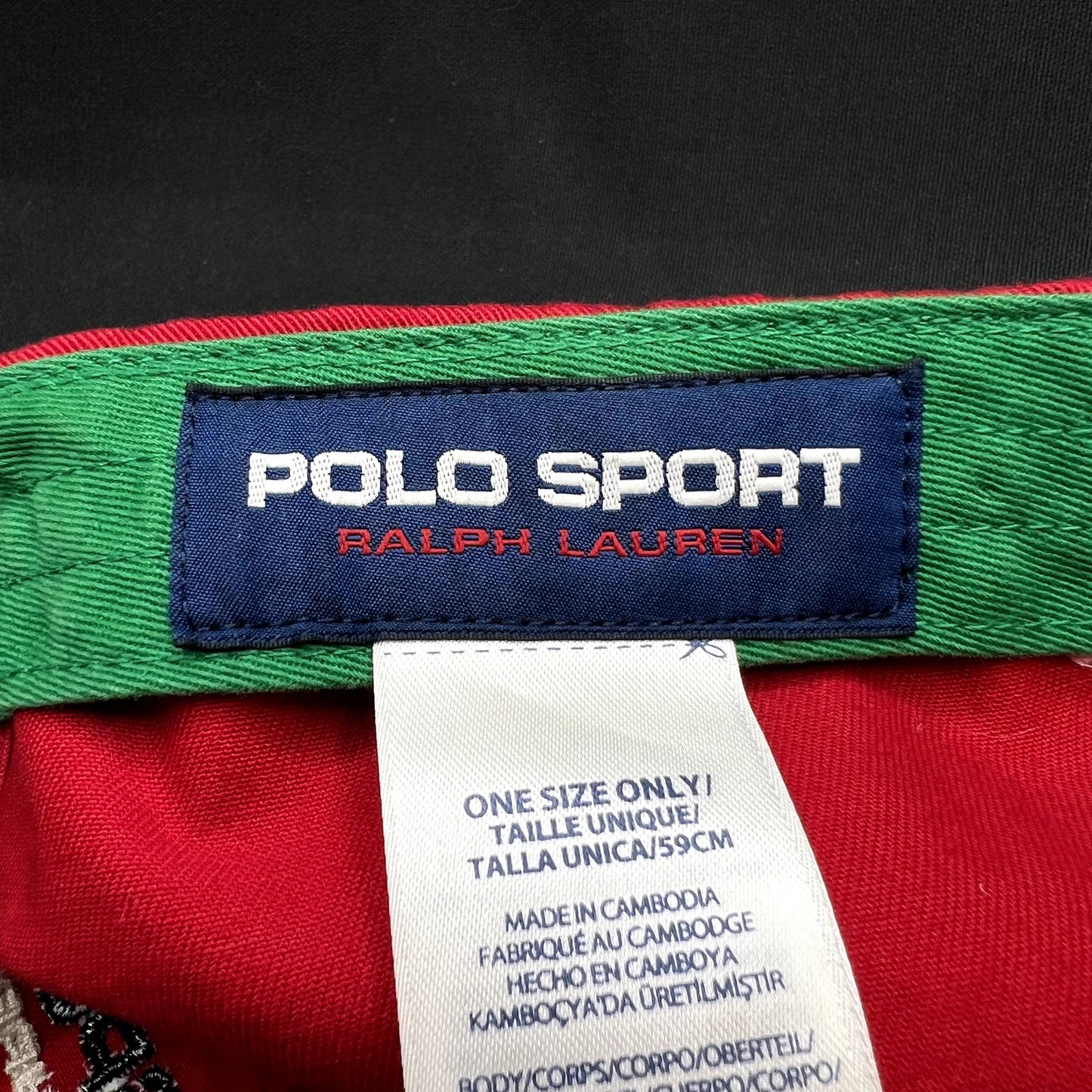 Polo Sport Ralph Lauren USA Flag Strapback Hat Red Spellout Cap