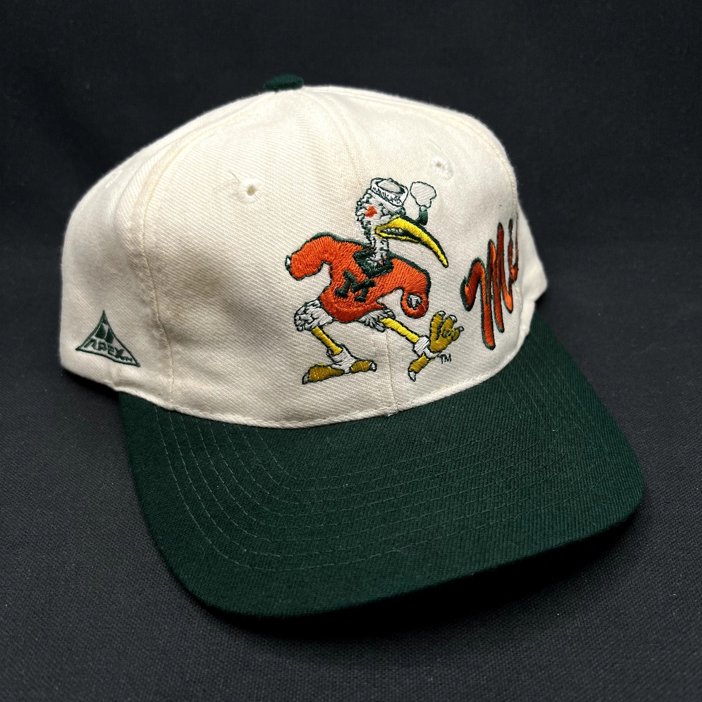 Vintage Miami Hurricanes Sebastian Apex One Snapback Hat NCAA Taiwan