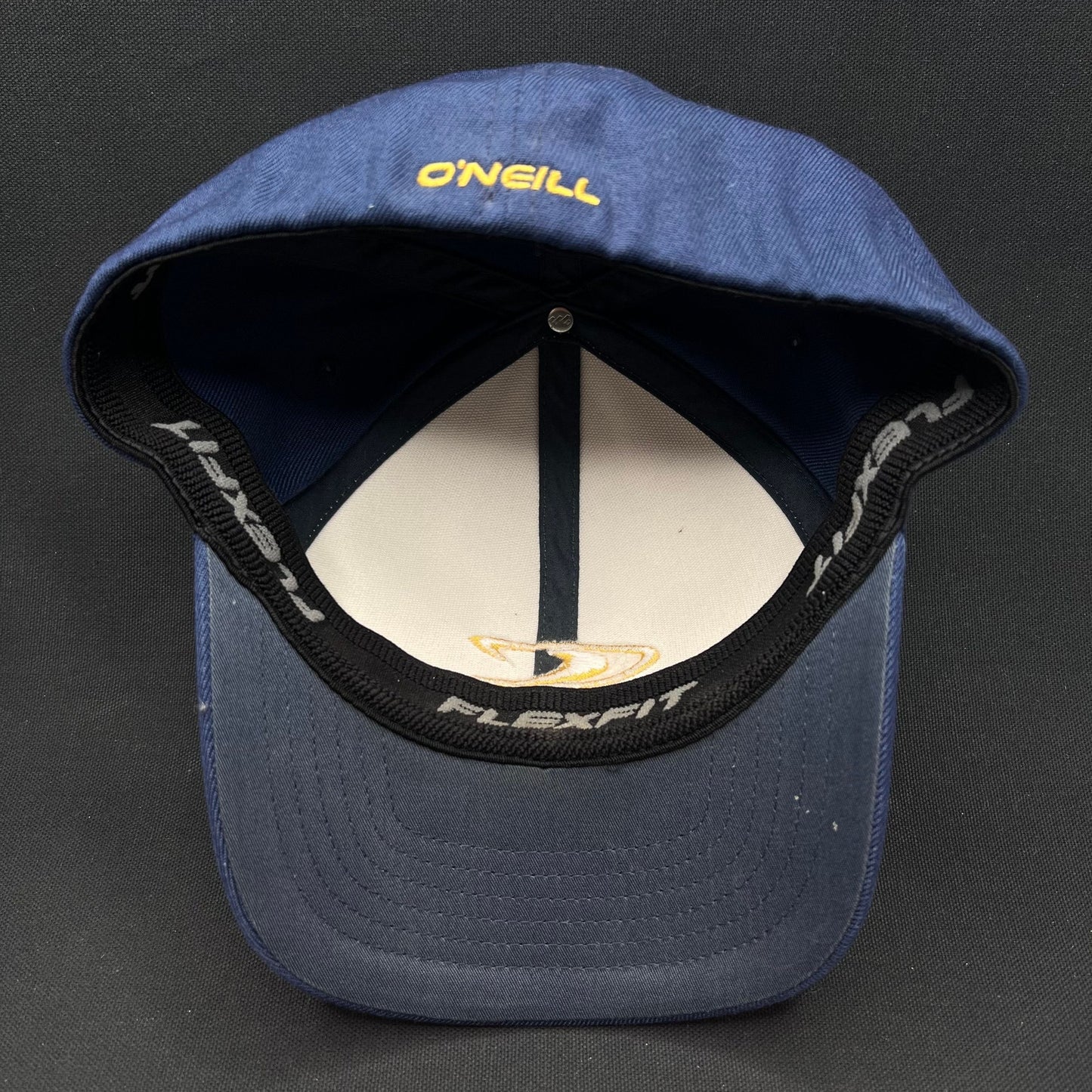 Y2K O’Neill Wave Logo Flexfit Hat Blue White L/XL Surf Cap Oneil