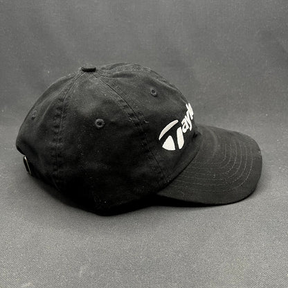 TaylorMade Golf Strapback Hat Black Minimal Logo Dad Cap