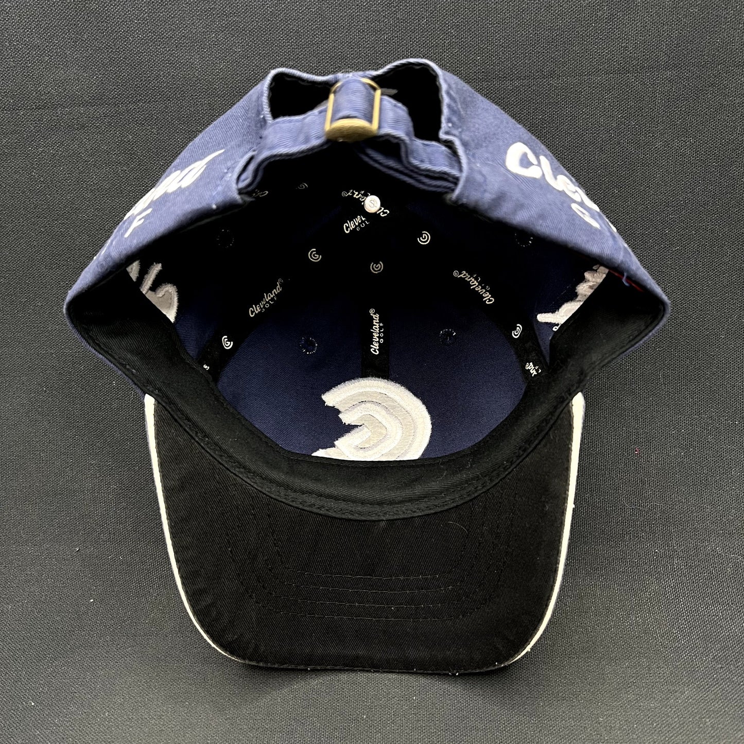 Vintage Cleveland Golf Strapback Hat Navy Blue Embroidered Logo Adjustable