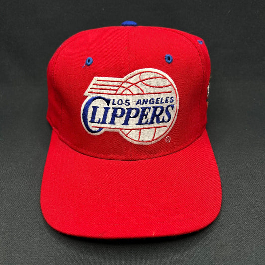 Vintage Starter LA Clippers Snapback Hat Red Script Logo NBA Fitted Hat