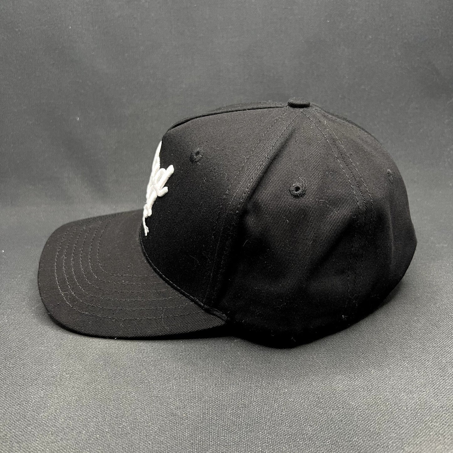 Dad Gang Designed by Dads Black Snapback Hat Script Logo Adjustable Cap