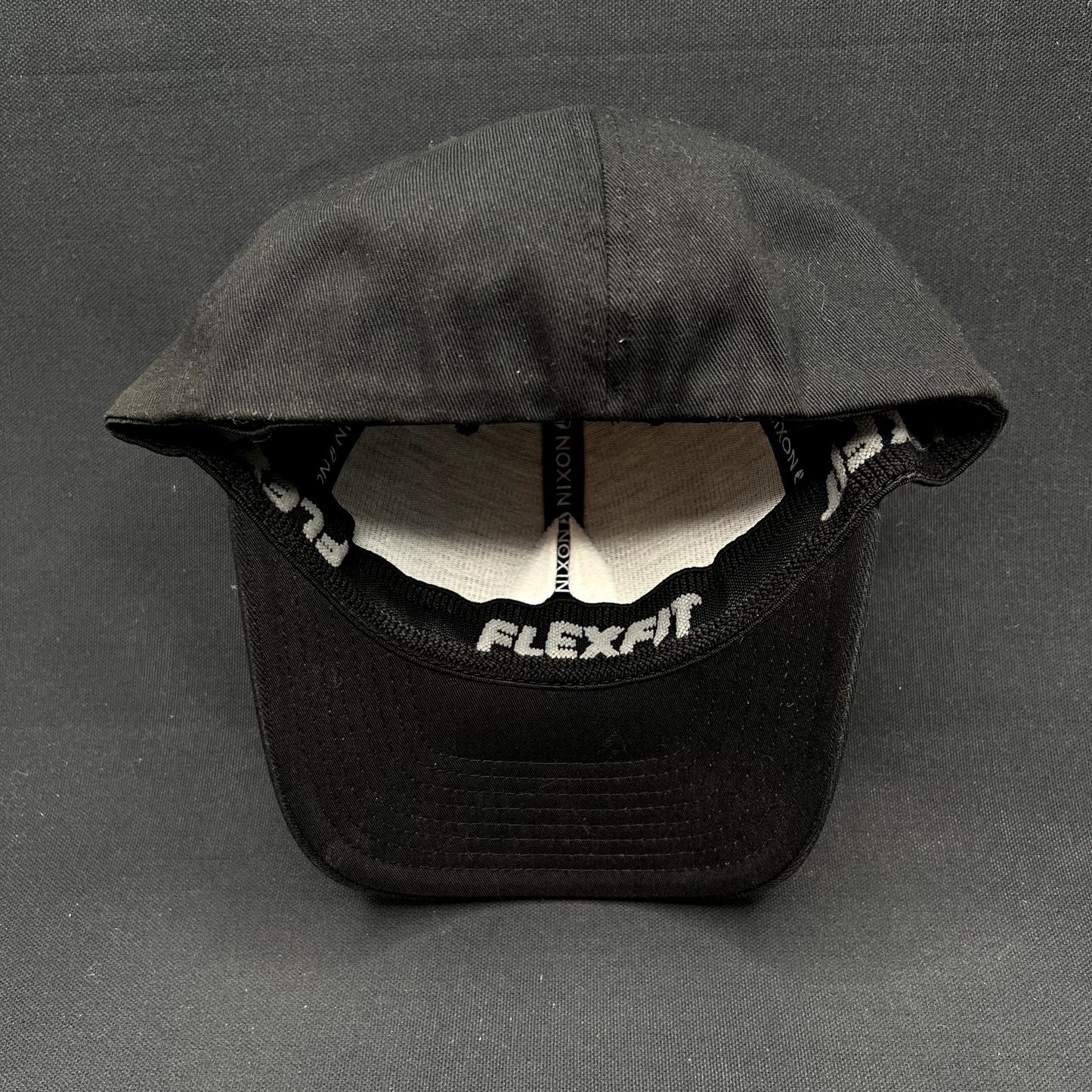 Nixon Watches Flexfit Hat Black White Logo Fitted S/M Cap