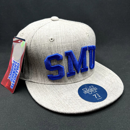 SMU Mustangs Fitted Hat 7 3/4 Gray Blue W Republic NCAA Cap NWT