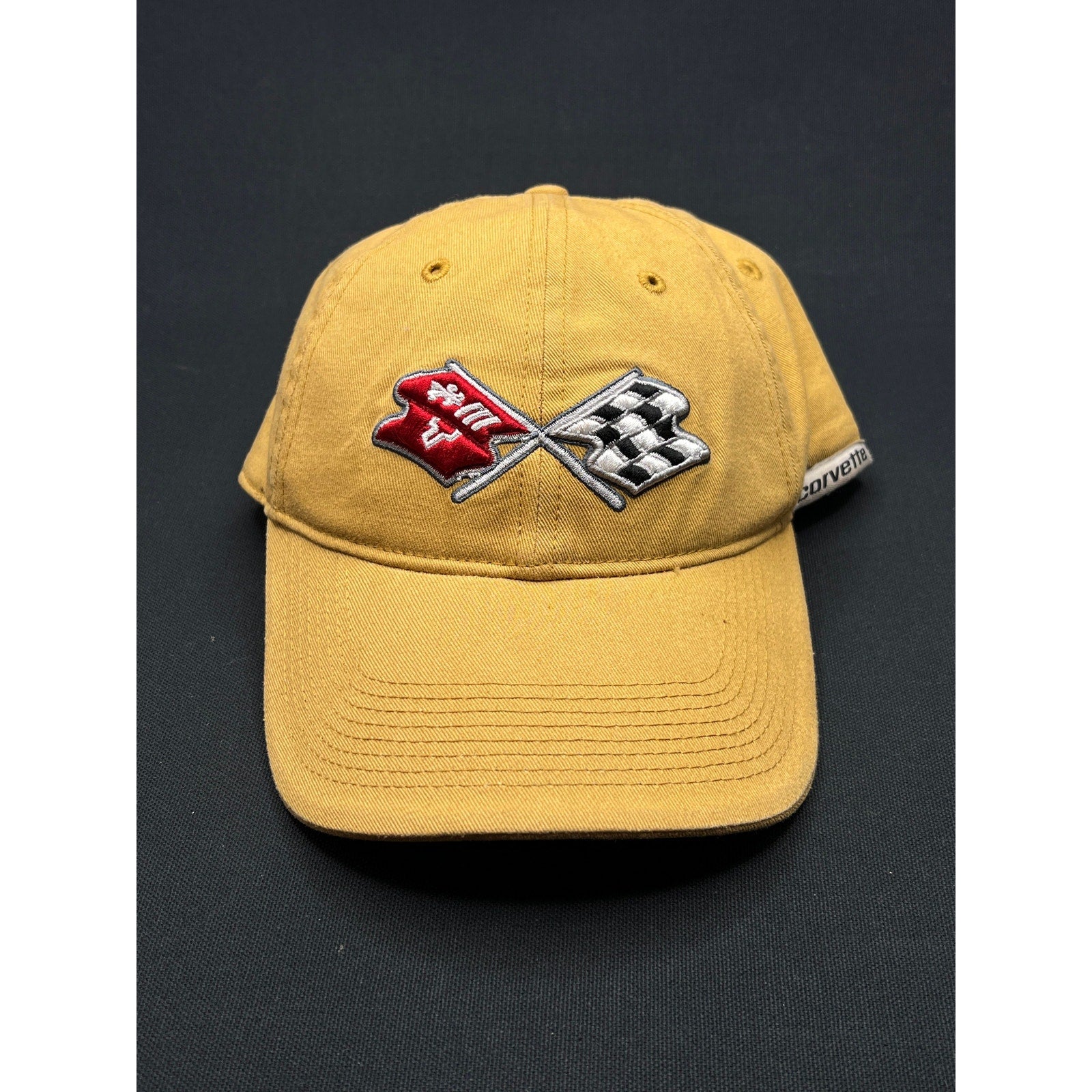 Vintage Corvette Logo Dad Hat – Mustard Yellow Adjustable