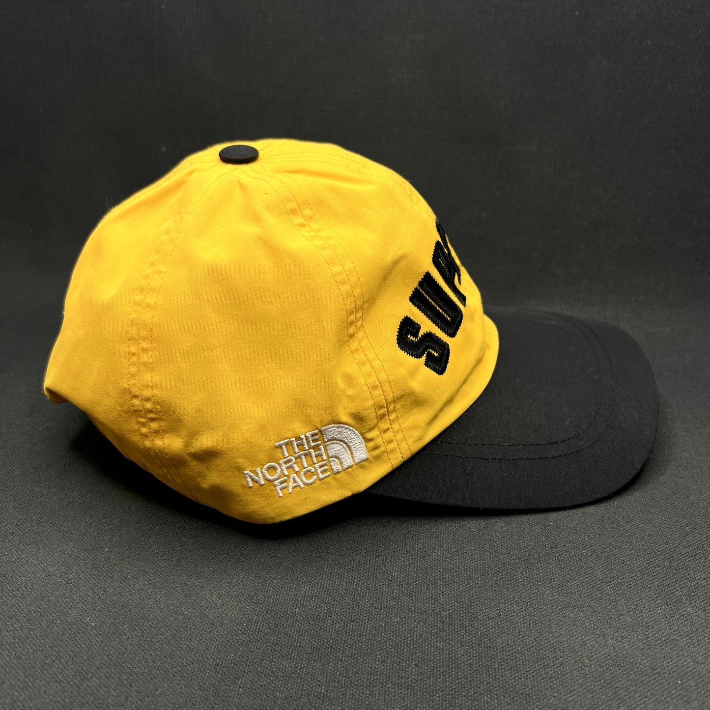 Supreme x The North Face Gore-Tex Yellow Black Strapback Camp Cap Hat