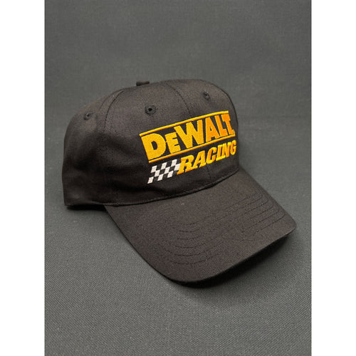 DeWALT Racing Hat Black Cotton Strapback Checkered Logo NASCAR Era