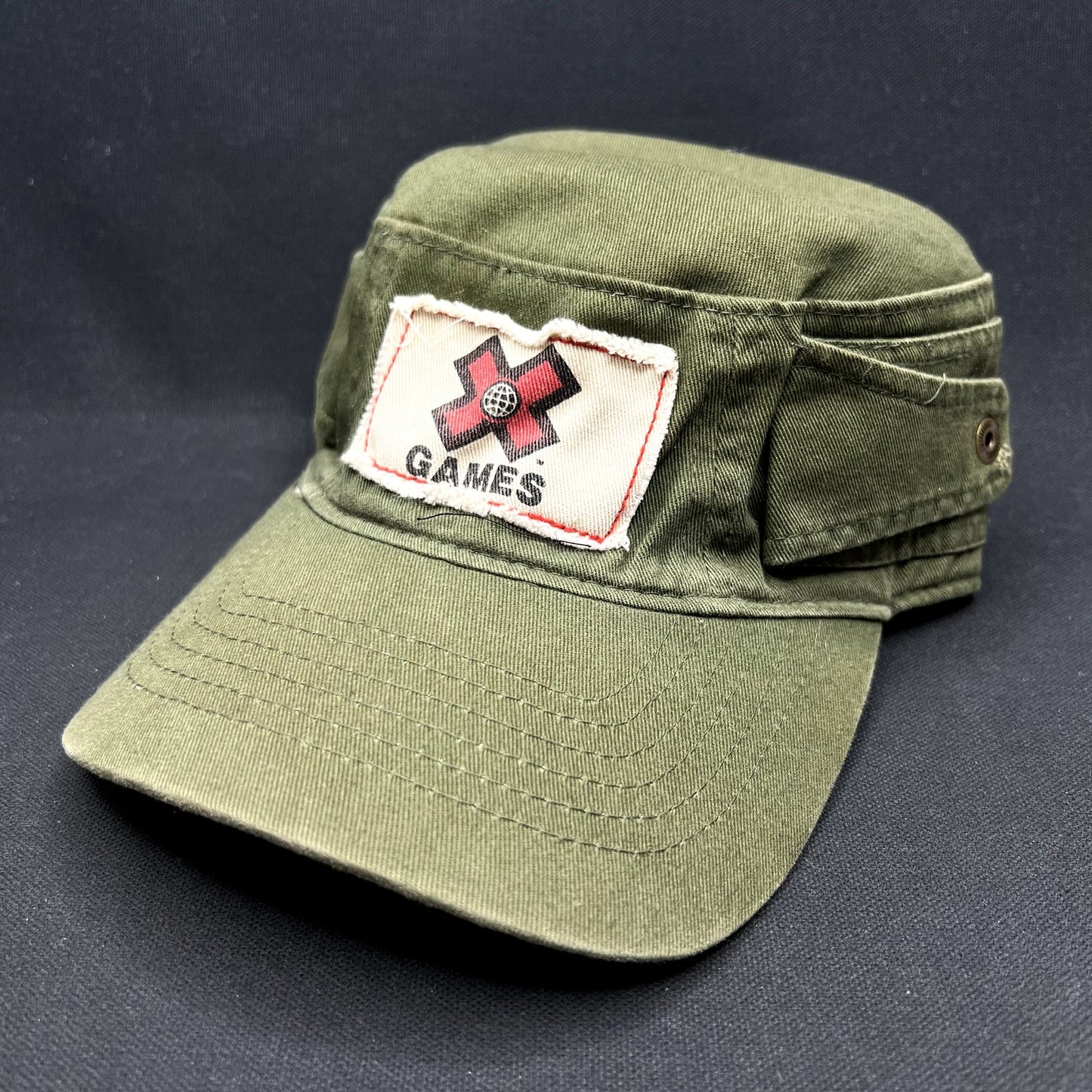 Vintage X Games ESPN Cadet Military Cap Olive Green OSFM