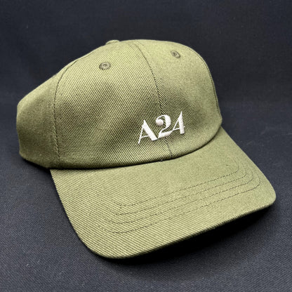 A24 Films Strapback Hat Olive Green Minimal Logo Cap