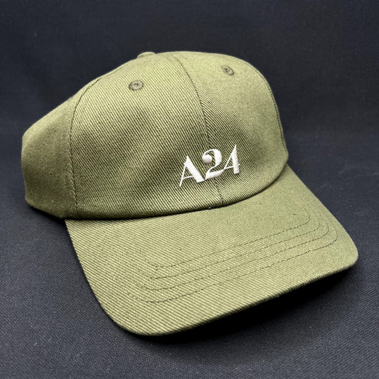 A24 Films Strapback Hat Olive Green Minimal Logo Cap