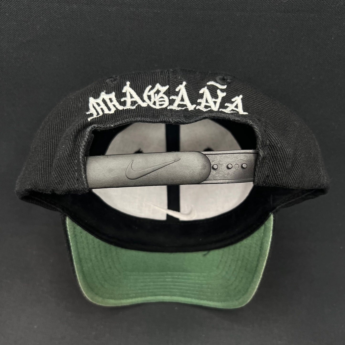 Vintage Nike Swoosh Snapback Hat 90s Black Cap Magaña Script
