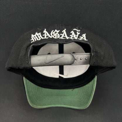 Vintage Nike Swoosh Snapback Hat 90s Black Cap Magaña Script