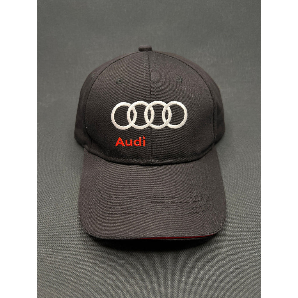 Audi Automotive Rings Logo Hat Black Twill Strapback Metal Clasp OEM Promo