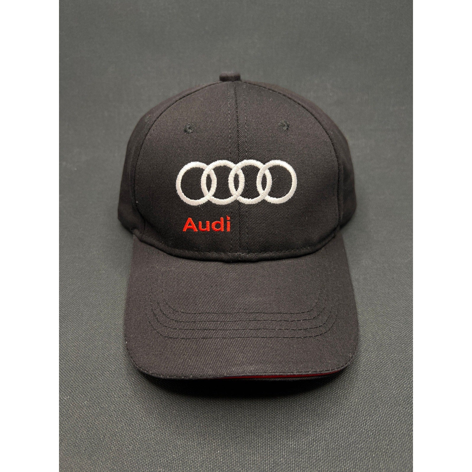 Audi Automotive Rings Logo Hat Black Twill Strapback Metal Clasp OEM Promo