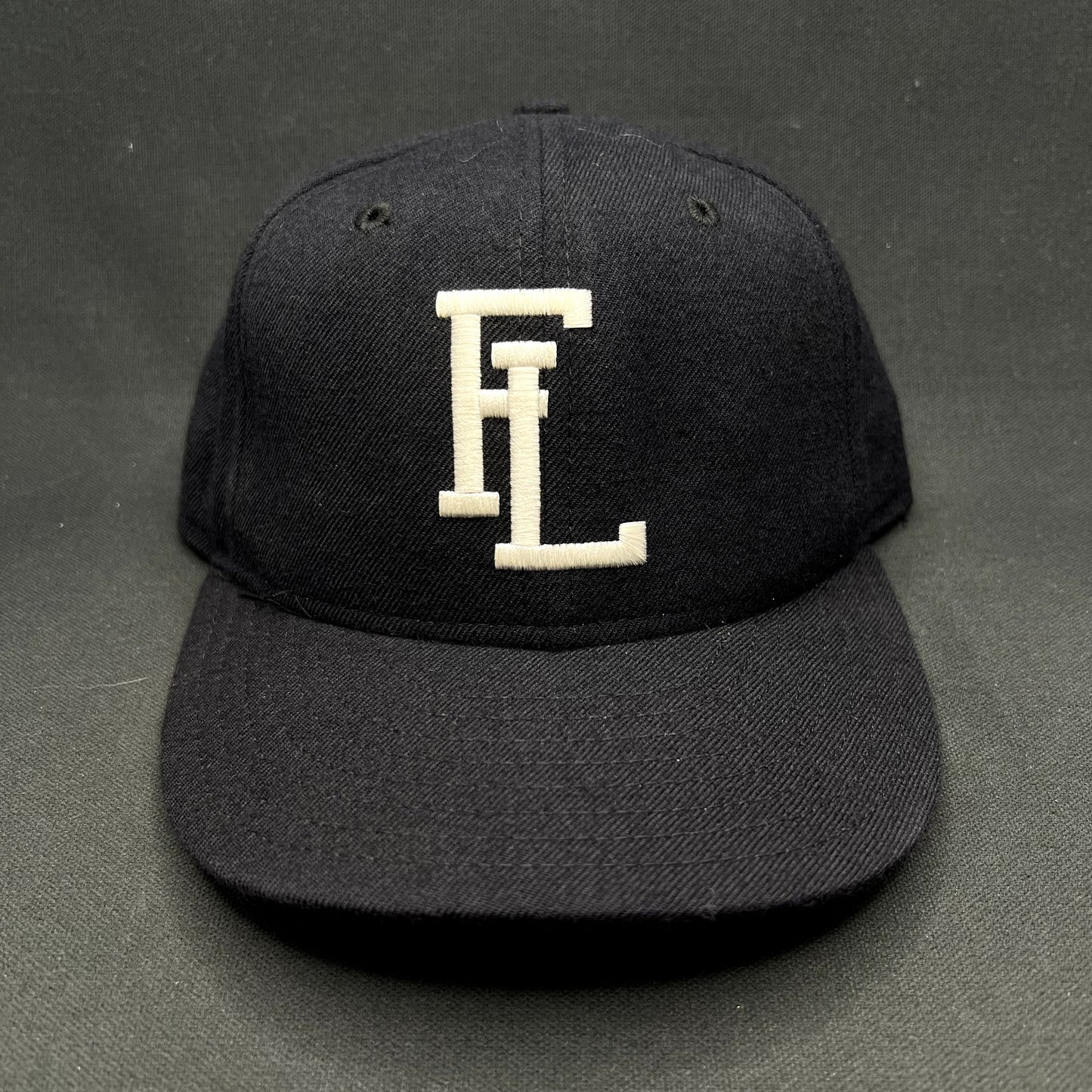 Vintage New Era USA Made Interlocking FL Snapback Hat Navy Gray Dupont Pro Model