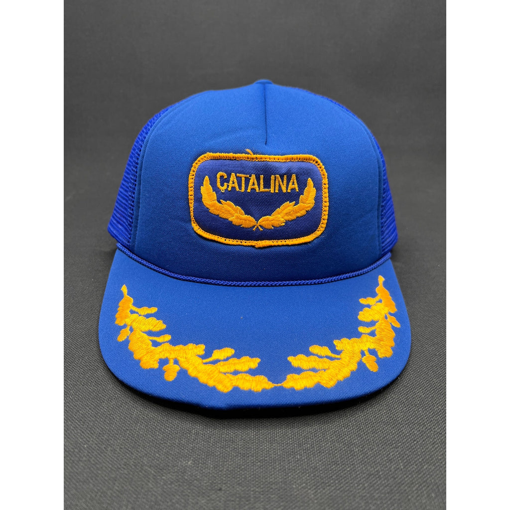 Vintage 1980s Catalina Blue and Gold Trucker Hat with Laurel Brim