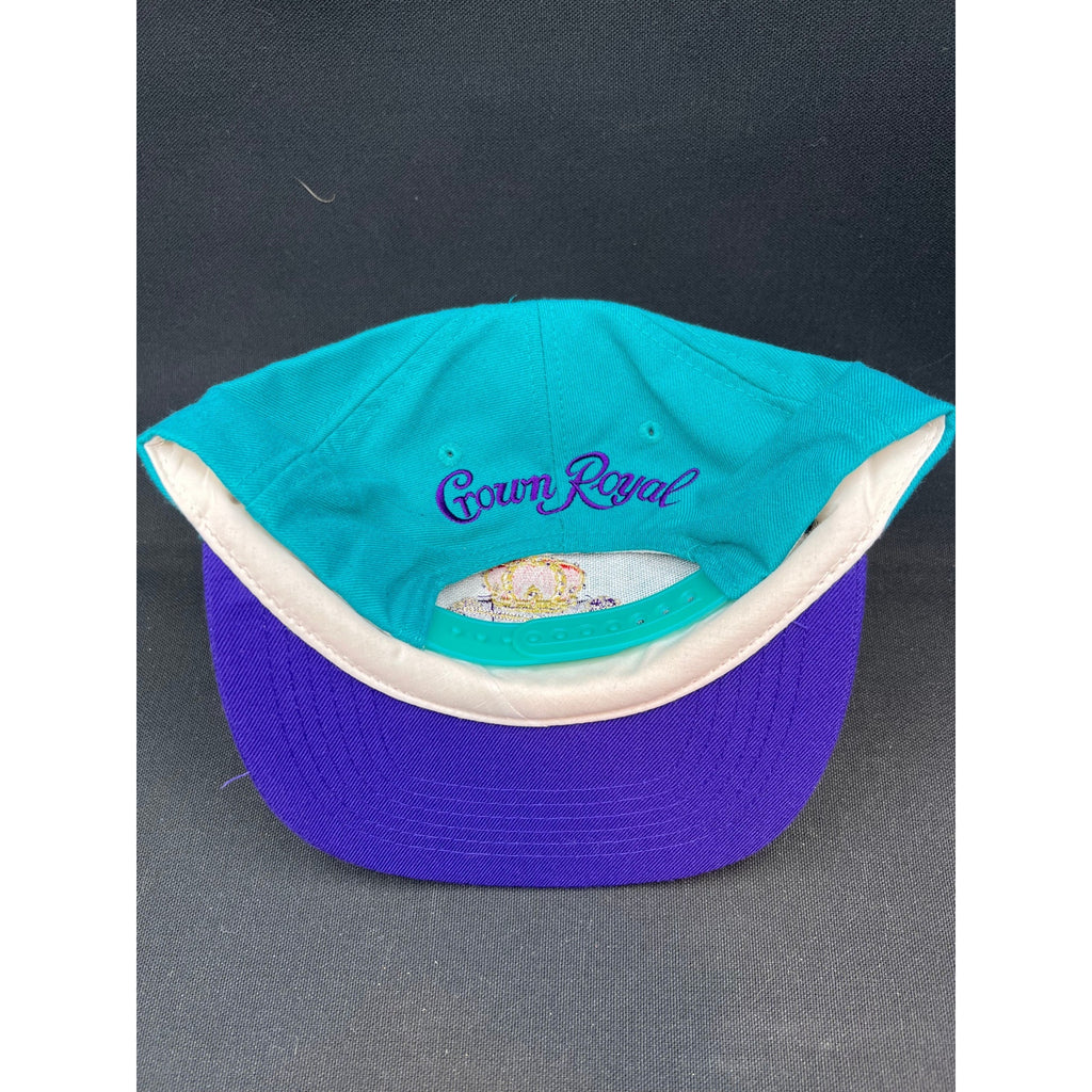 Vintage 90s Crown Royal Snapback Hat Teal Purple Embroidered Logo Taiwan