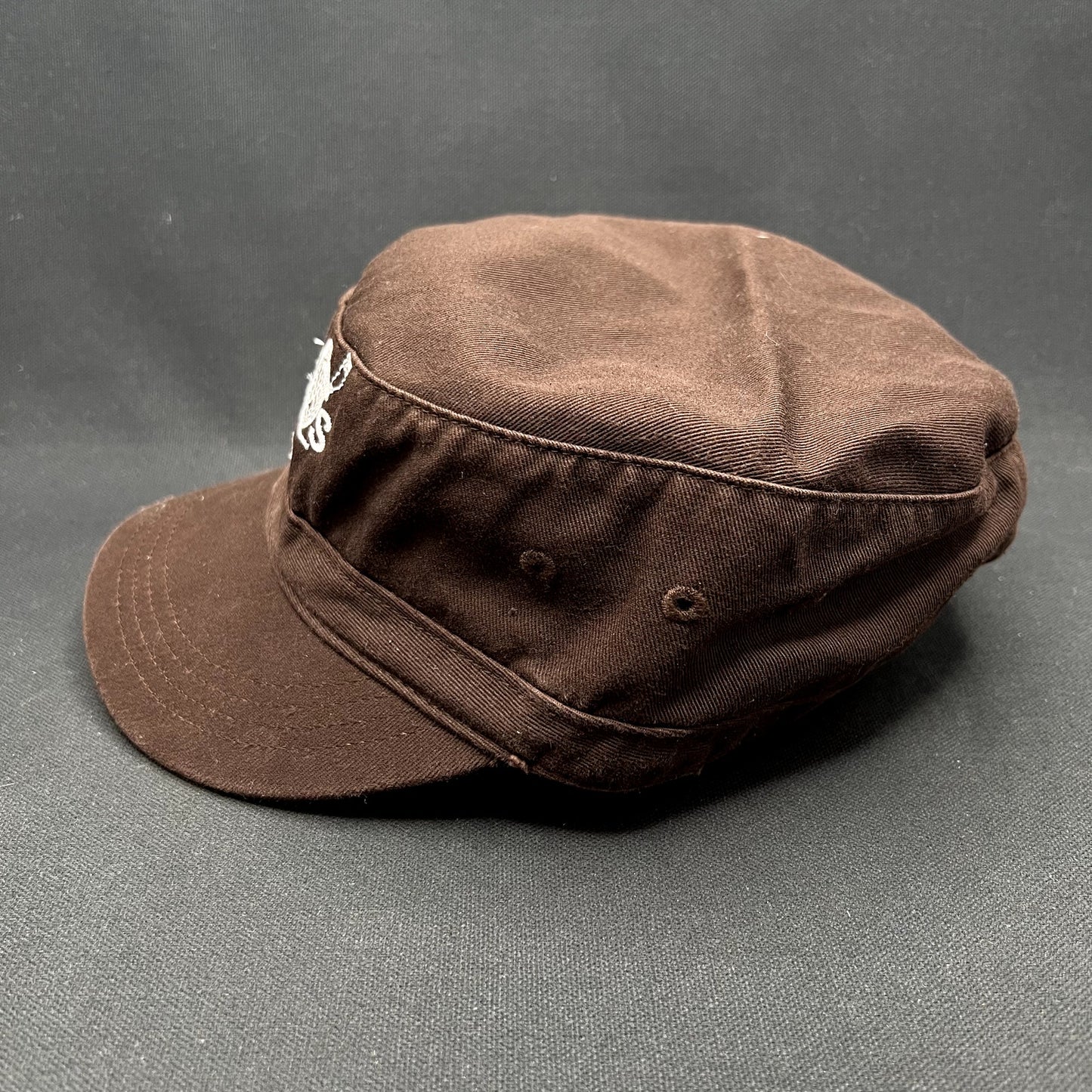 Vintage Jackie’s Athens Ohio Distressed Military Style Cap Brown Adjustable Hat